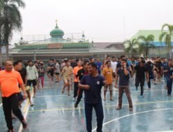 Meski Cuaca Mendung, Warga Binaan Lapas Kelas IIA Pekanbaru Tetap Semangat Ikuti Senam Pagi