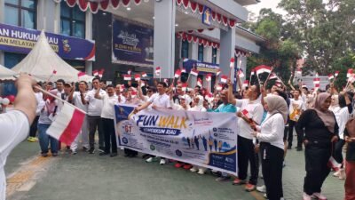 Kanwil Kemenkum Riau Gelar Kegiatan Senam Pagi dan Jalan Santai Dalam Memperingati Hari Pengayoman Ke-81